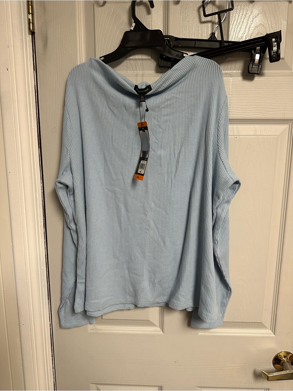 Banana Republic Light Blue Ribbed Long-Sleeve Top